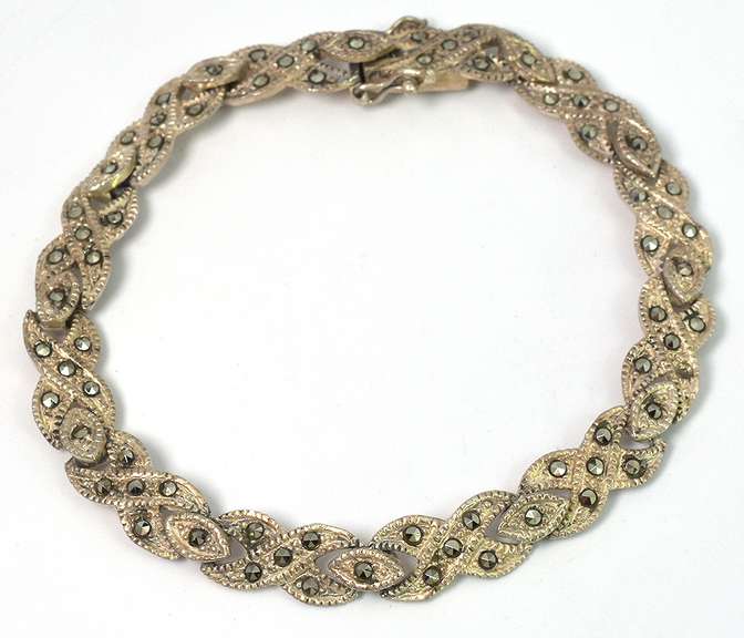 Edgy Marcasite-Studded Bracelet in Sterling Silver