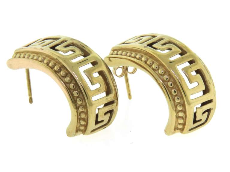 Gorgeous Yellow Gold Greek Key Earrings
