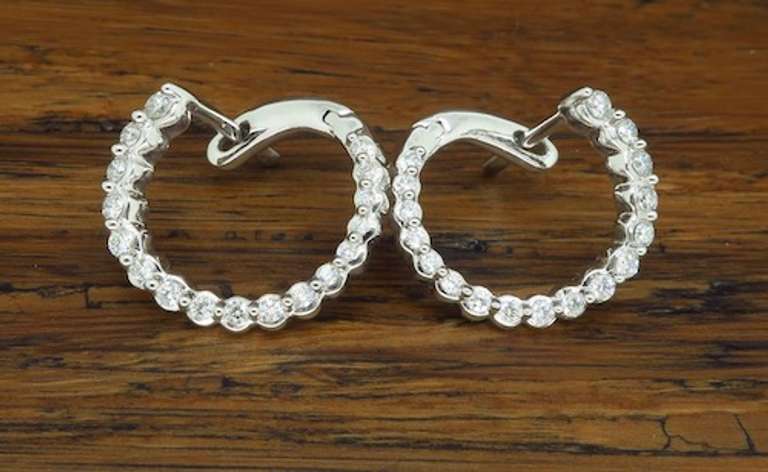Unique Front-Back Style Diamond Hoop Earrings