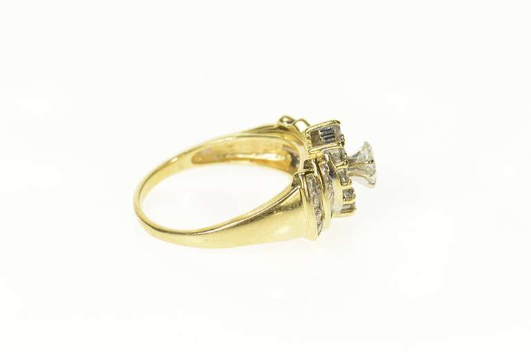 10K Yellow Gold 1.55 Ctw Marquise Diamond Halo Engagement Ring