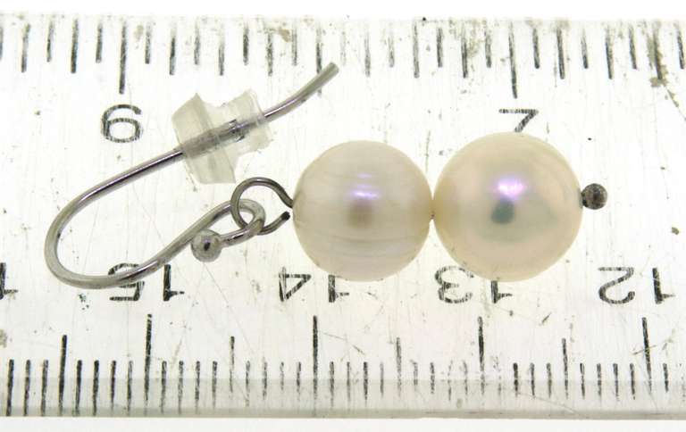 Sterling Silver Double Pearl Drop Dangle Earrings
