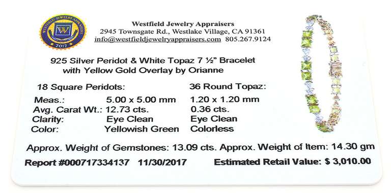 Enthralling Peridot & Topaz Bracelet in Vermeil
