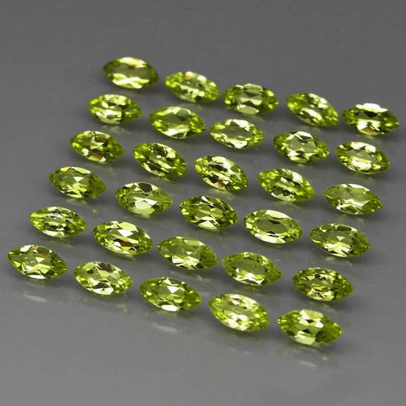 Marquise cut! Unheated! 7.50ct Peridot set!