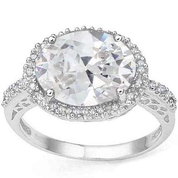 5.14 CT WHITE TOPAZ & DIAMOND 18K GOLD PLATED RING