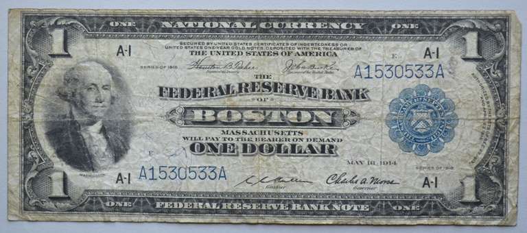 $ 1 Series 1918 National Currency Boston