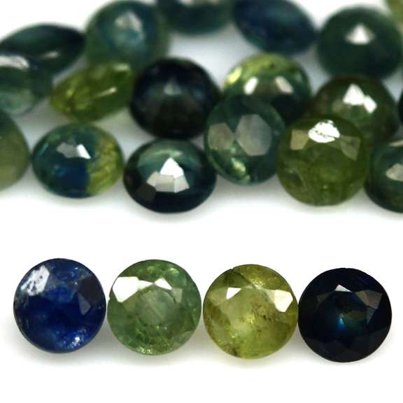 Heated only! 6.51ct blue green Sapphire set