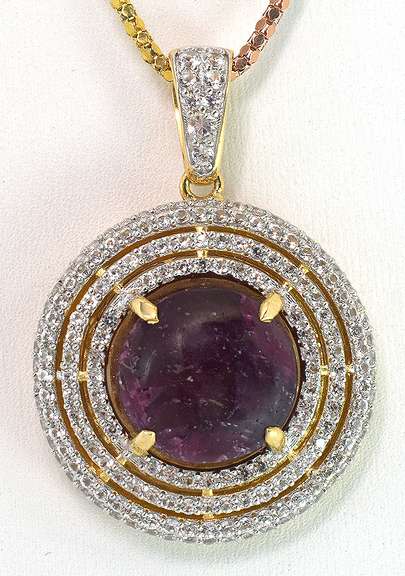 Jaw Dropping Massive 20.00CTS cabochon Cut Natural Star Ruby & White Sapphire Necklace in Vermeil