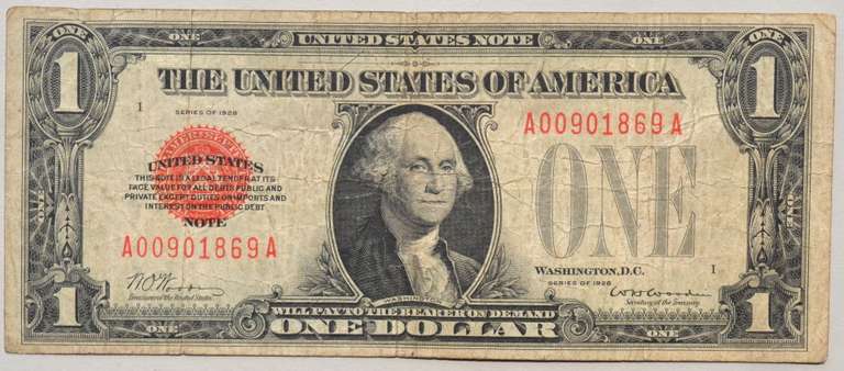$ 1 Red Seal Series 1928 US Note