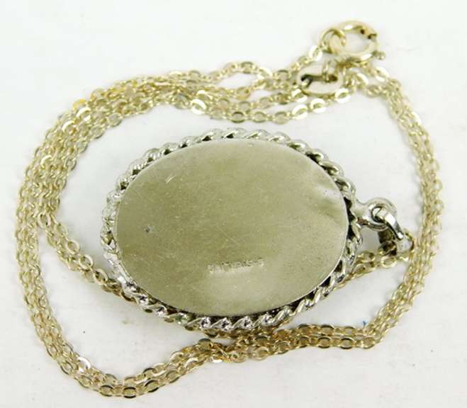 Vintage Sterling Diamond Cut Locket & Chain