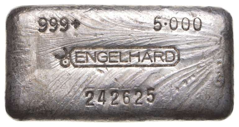 Engelhard 5 Troy Oz .999 Fine Silver Bar - Canadian 3rd Series
