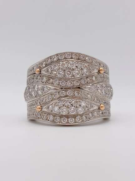 18kt Solid White Gold Diamond Ring- 2.6+ CTW