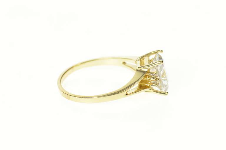 10K Yellow Gold Emerald Cut Accent Classic Travel Engagement Ring