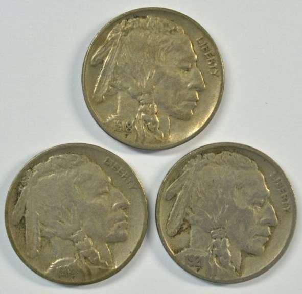 Scarce 1924-D, 1925-S, & 1927-S Buffalo Nickels