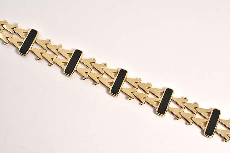 Stylish Black Onyx Gold Bracelet