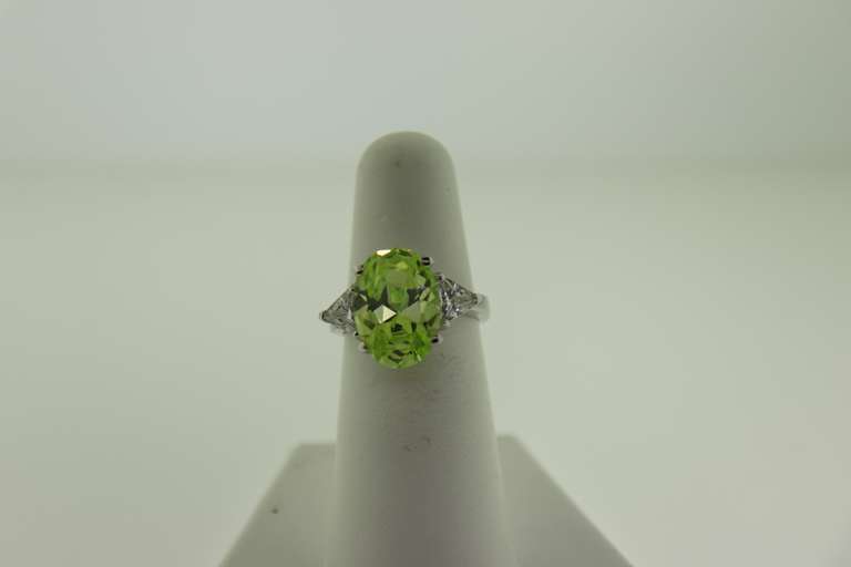 Sterling Silver Light Green Gemstone Ring