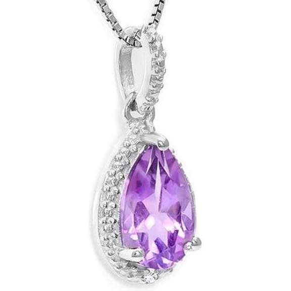 1.16 CT AMETHYST & DIAMOND STERLING SILVER PENDANT
