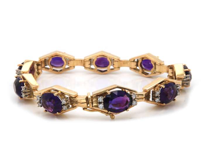 Gorgeous 18kt YG Amethyst and Diamond Bracelet