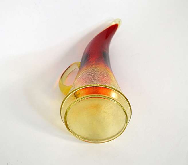 Vintage Amberina Crackle Glass Pitcher, Elongated Spout