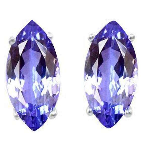 1.00 CT TANZANITE STERLING SILVER EARRINGS STUD