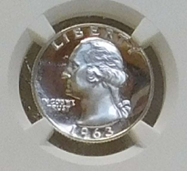1963 PROOF Silver Wash Qtr NGC PF-68UC