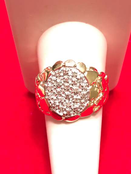 MEN’S 10K YELLOW GOLD DIAMOND RING NUGGET STYLE