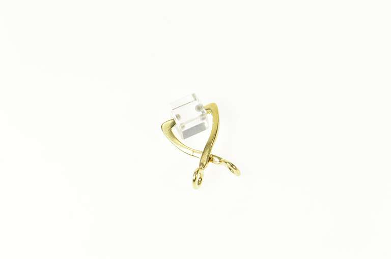 14K Yellow Gold Calipers Cubic Zirconia Cube Ice Tongs Charm/Pendant