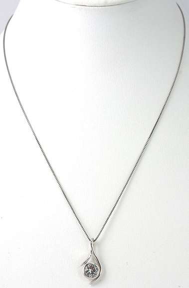 Sleek White Sapphire Necklace in Sterling Silver