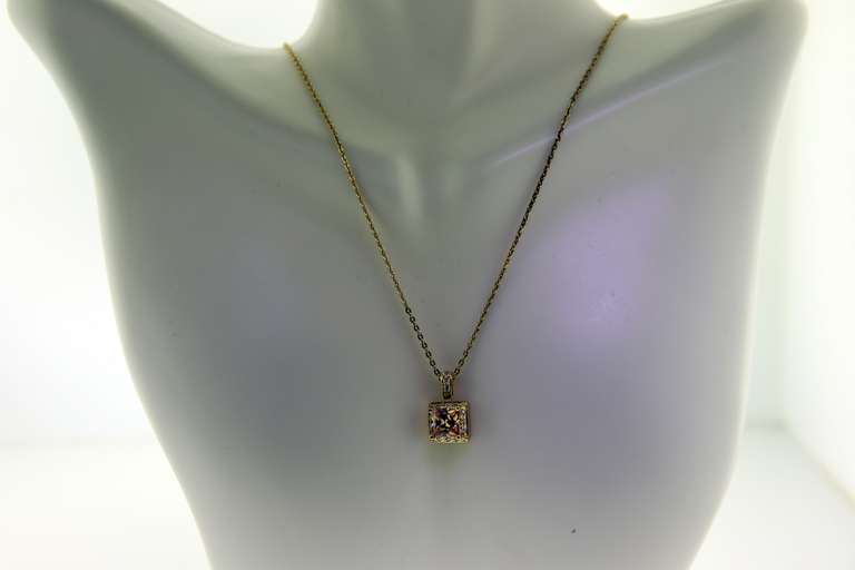 Sterling Silver Yellow Gemstone Small Pendant With Chain