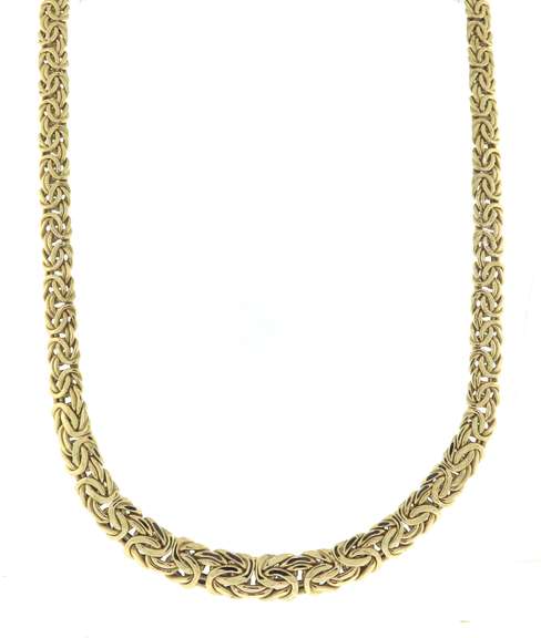 Majestic Yellow Gold Graduated Byzantine Chain