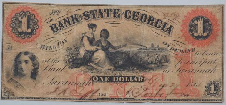 $ 1 Bank Of The State Of Georgia 1861 Note