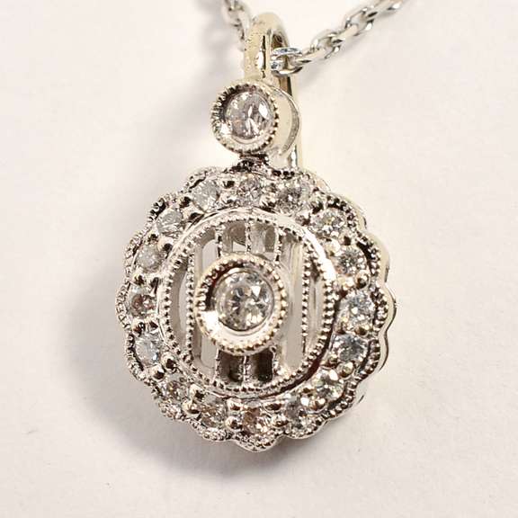 Lovely Diamond Pendant Necklace in 14K WG