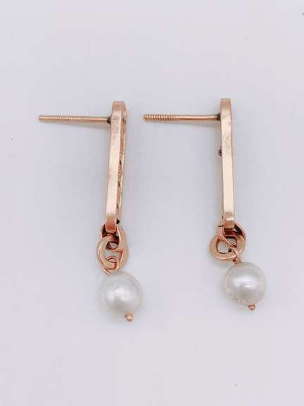 14kt Solid Yellow Gold & Pearl Earrings