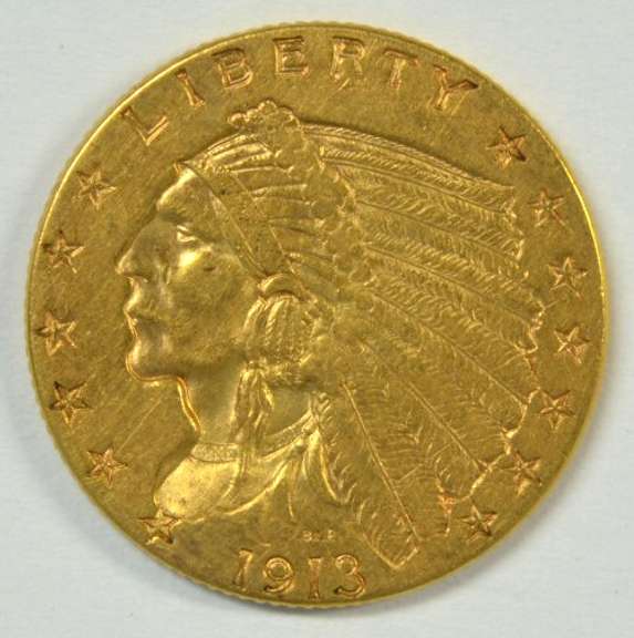 Simply lovely 1913 US $2.50 Indian Gold Piece