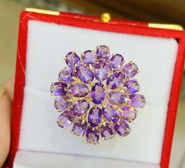 14kt Gold & Amethyst Cocktail Ring, 11.00 Carats!