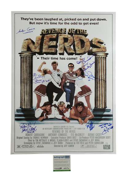 Revenge Of The Nerds Cast Autographed Full Sized Movie Poster ACOA Witness ITP