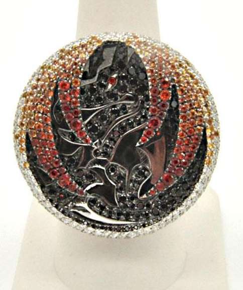 Extremely rare Palmiero 18k White Gold Diamond and Multi-Color Sapphire Ring