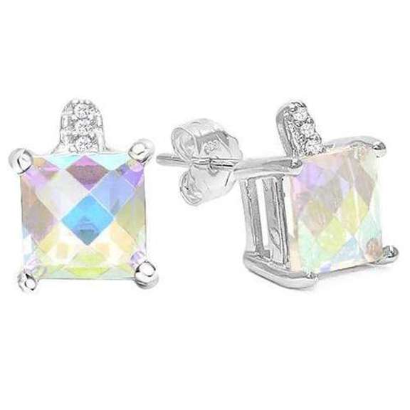 3 CARAT MERCURY MYSTIC TOPAZ STERLING SILVER EARRINGS