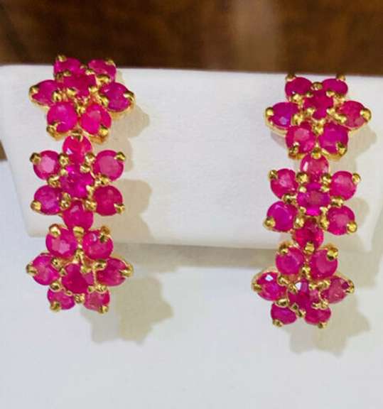 7.0 Carat Ruby Earrings in 14kt Gold