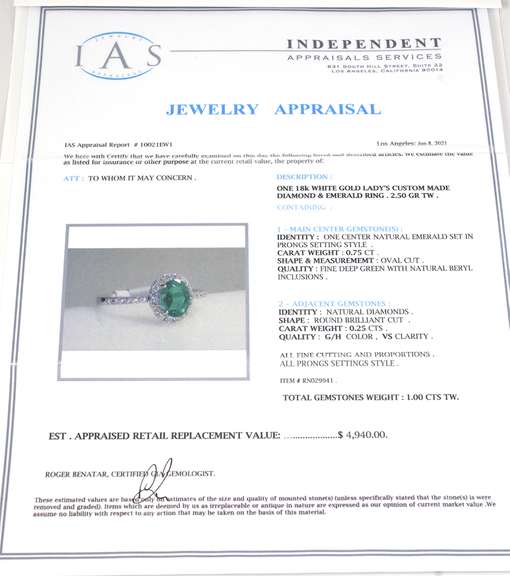 Sweet Emerald & Diamond Ring in 18KT White Gold