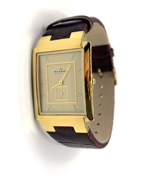 Skagen Denmark Unisex Stainless Steel Quartz Watch Leather Band