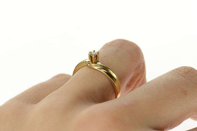 10K Yellow Gold Diamond Solitaire Classic Promise Engagement Ring