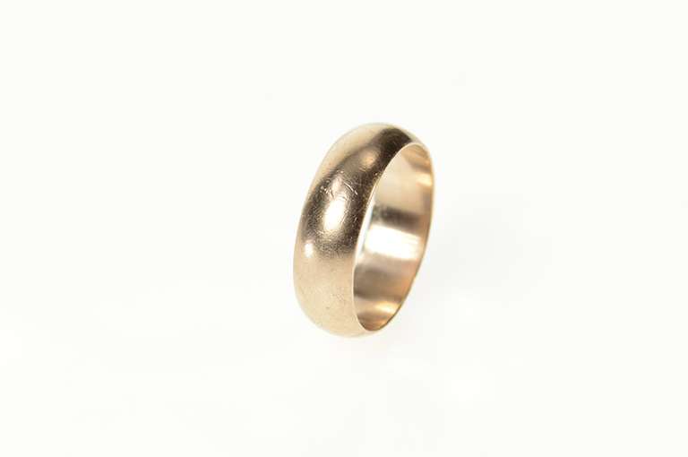 9K Yellow Gold 7.0mm Thick Rounded Soviet Wedding Band Ring