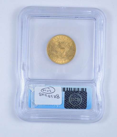MS65 1891-CC $5.00 Liberty Head Gold Half Eagle - Graded by ICG