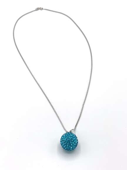 Blue Gemstone Ball Pendant Necklace
