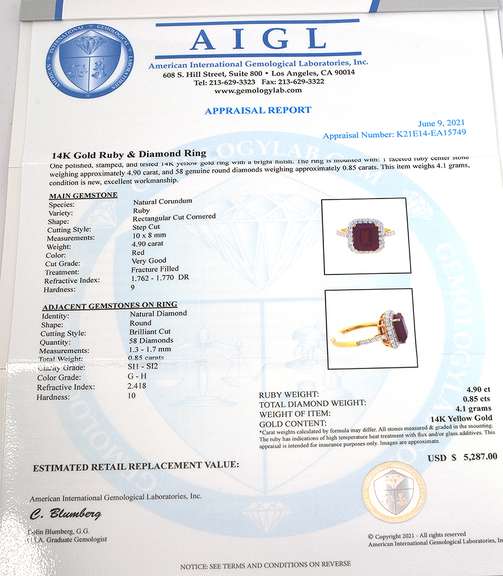 Wonderful 14KT YG Ruby & Diamond Ring