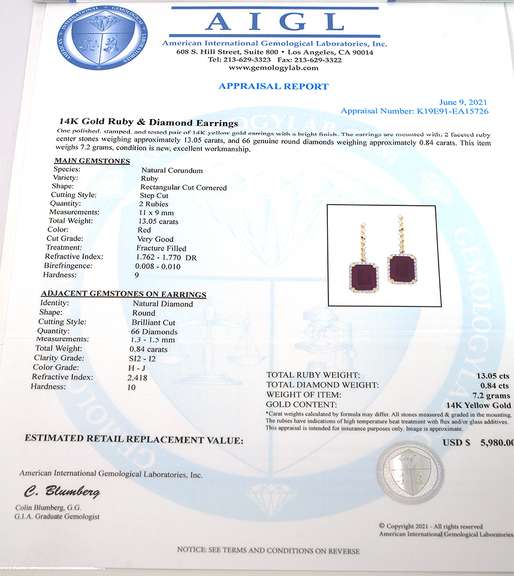 Alluring Ruby With Diamond Earrings