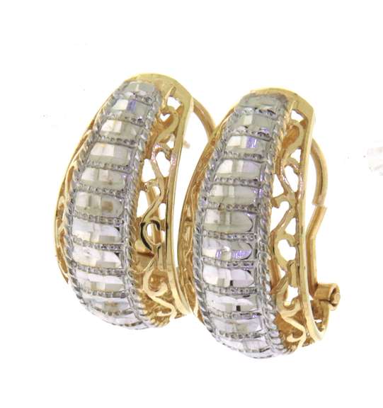 Plesing Yellow Gold Fretwork Hoop Earrings