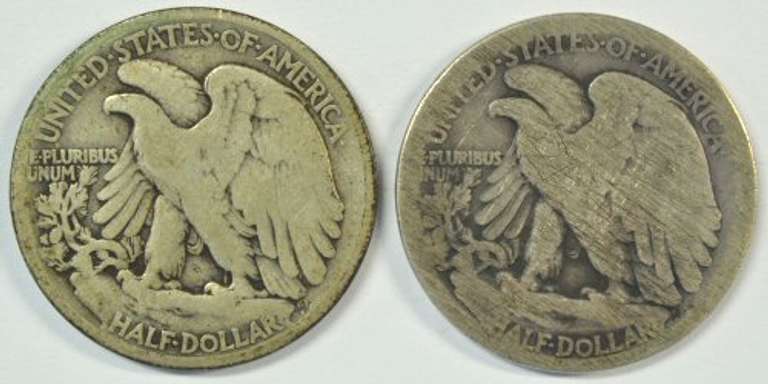 Scarce 1916-D & 1917-S (OBV) Walking Liberty Half Dollars