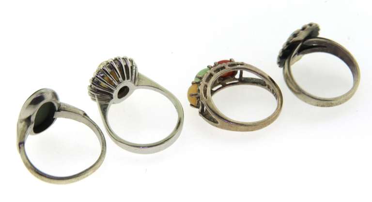 Lot of 4 Sterling Silver Gemstone Rings