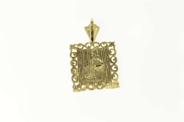 10K Yellow Gold Ornate N Monogram Squared Letter Name Pendant